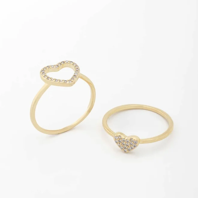 ANEL EM FORMATO DE CORAÇÃO DUPLO EM ZIRCÔNIA
