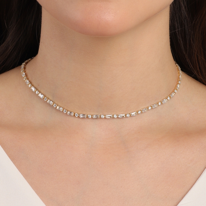 CHOKER ZIRCÔNIAS RETANGULARES E QUADRADAS