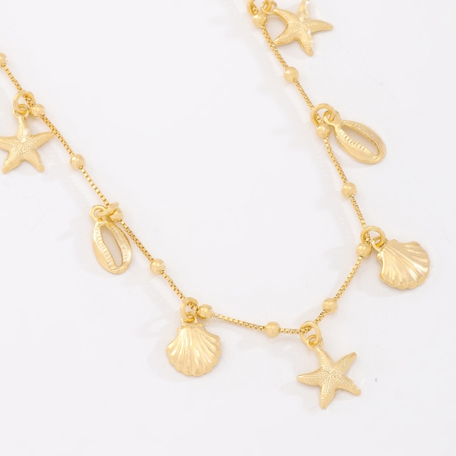 COLAR PINGENTES ESTRELA DO MAR E CONCHAS