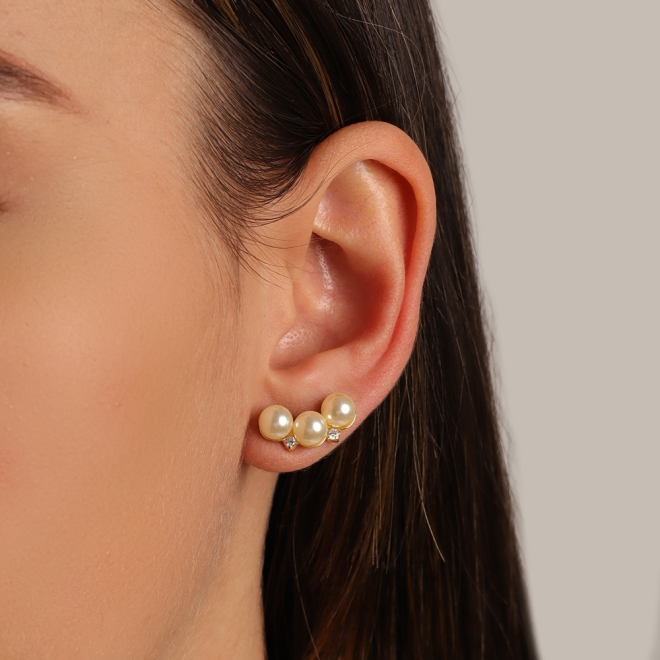 EAR CUFF PÉROLAS E ZIRCÔNIAS