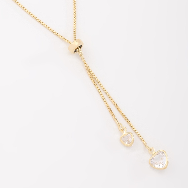 COLAR GRAVATA CORAÇÕES CRISTAIS