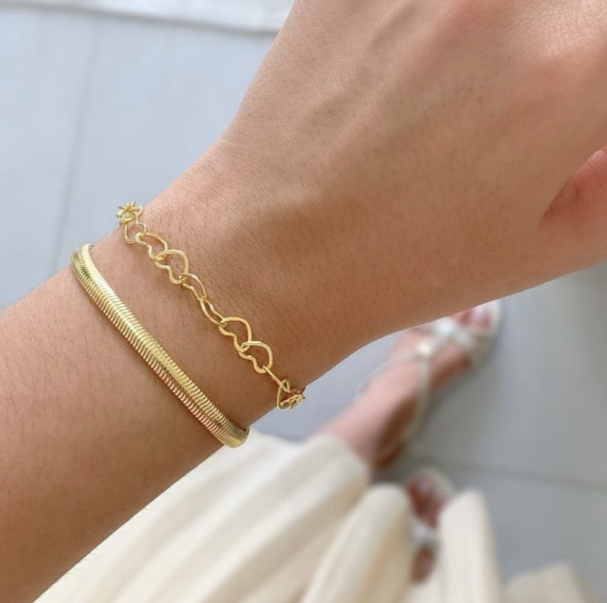 Pulseira elos coração grande