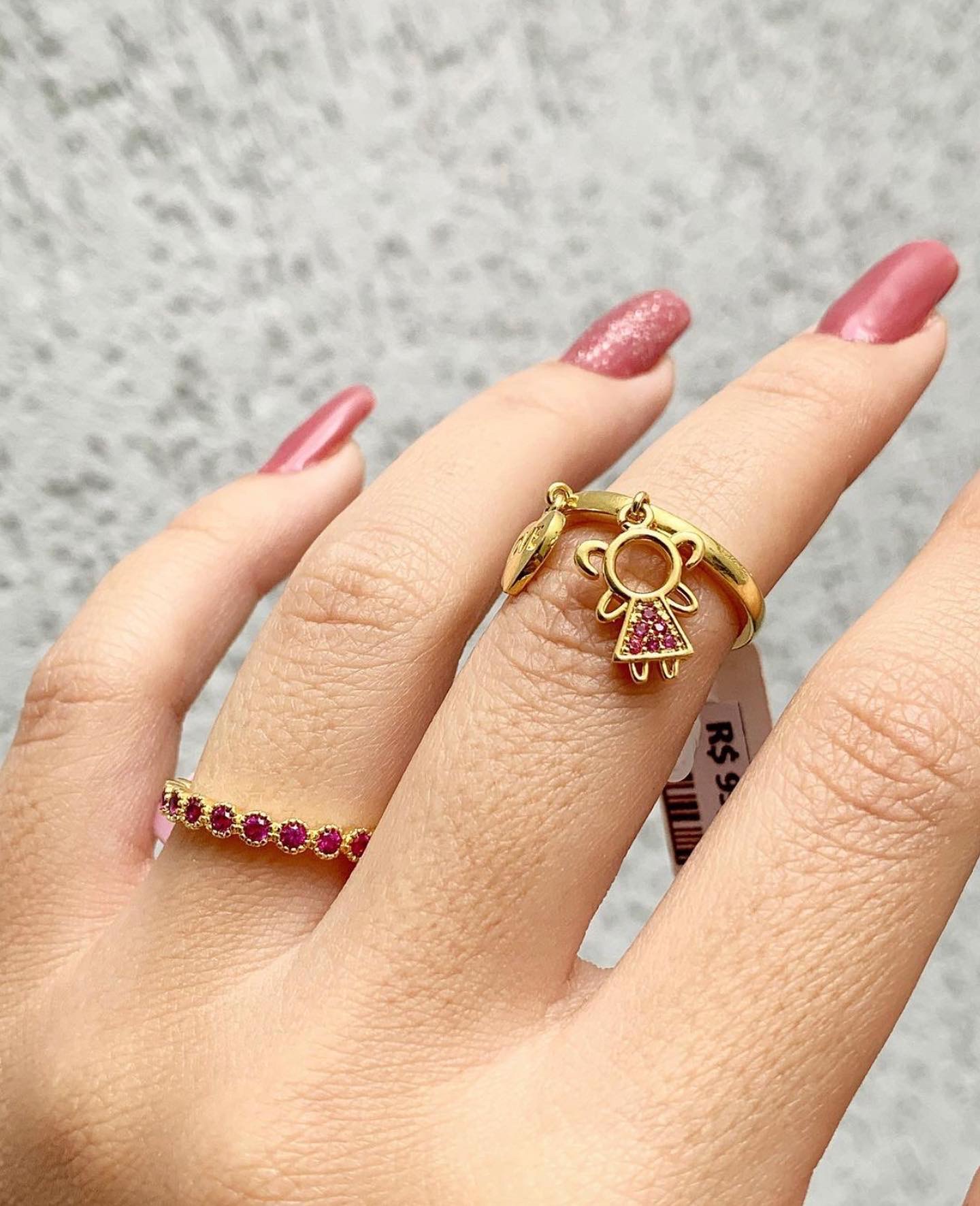 Anel Pingente Filha e Coração Love N 22