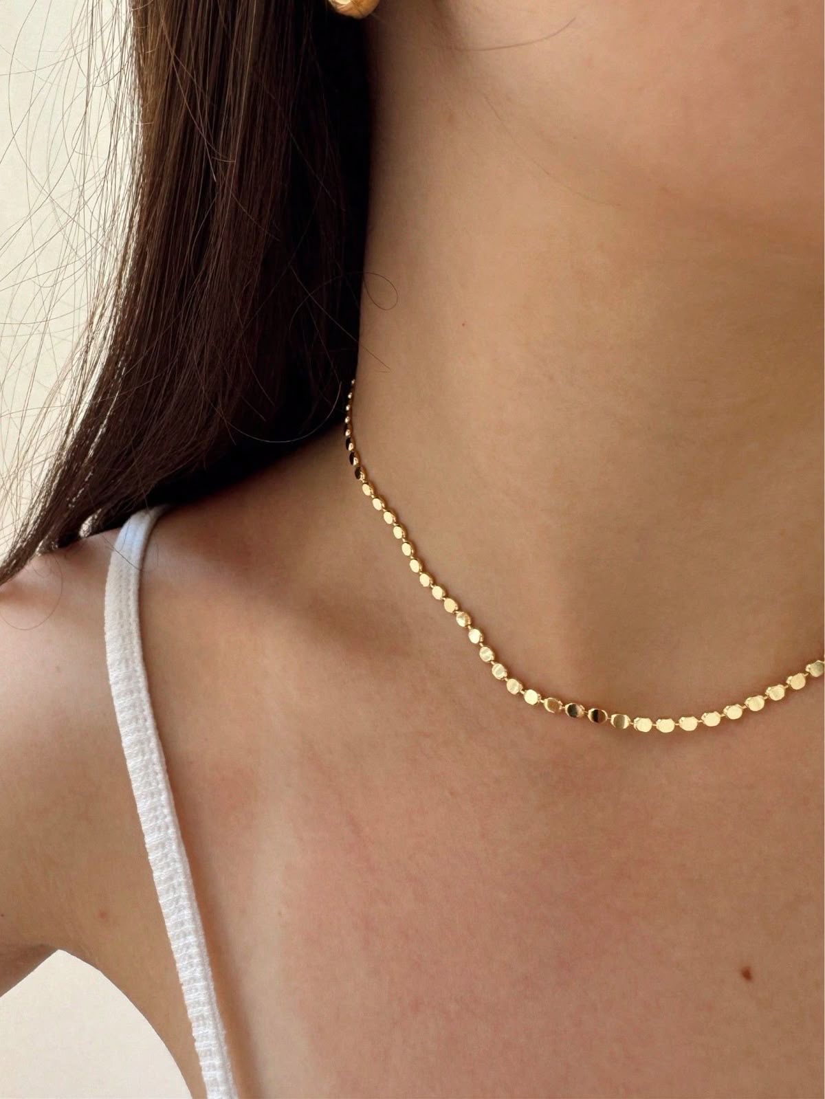 Colar Choker Disco Banhada a Ouro18k