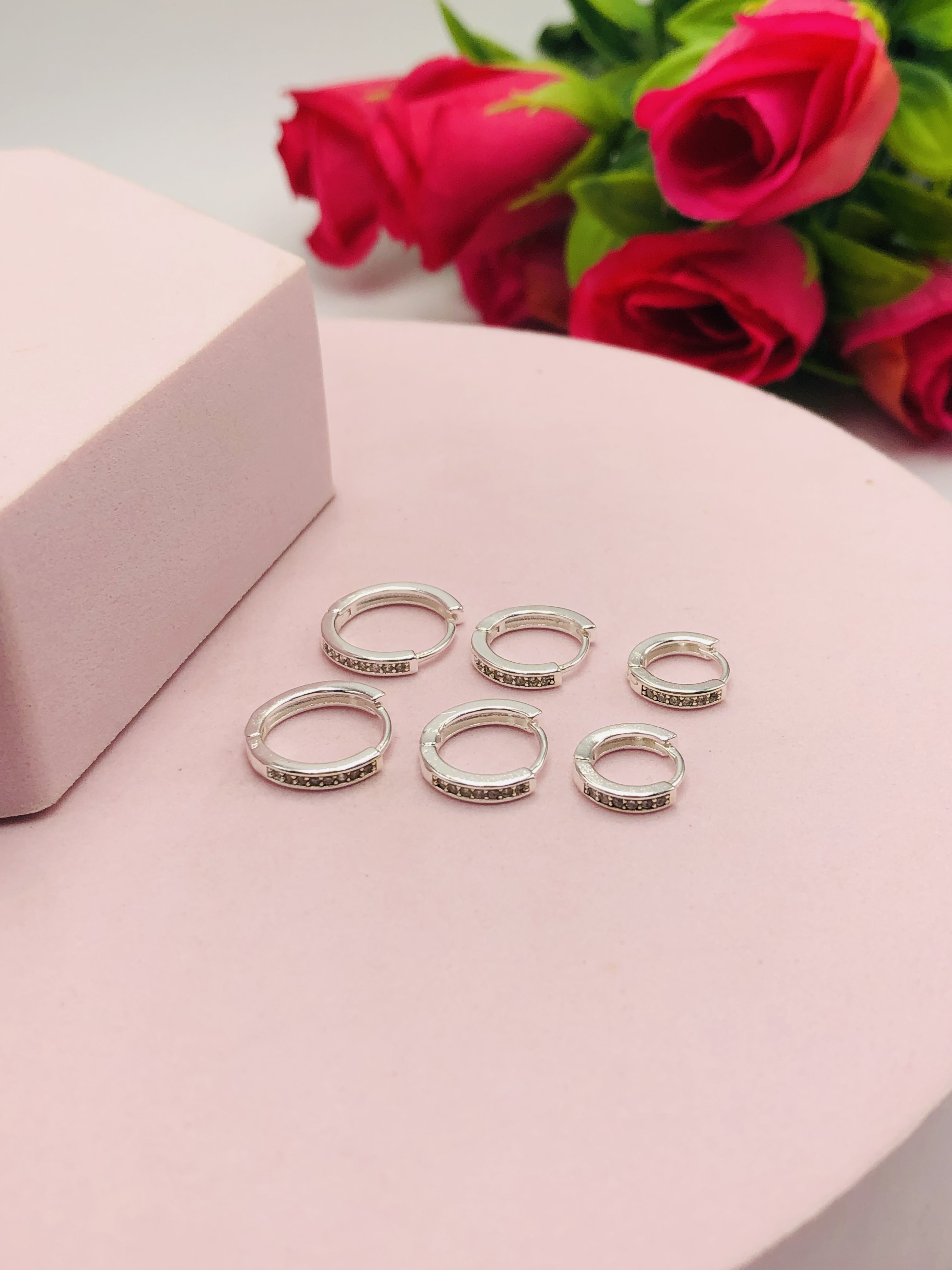 Brinco Trio Argolinhas Cravejadas