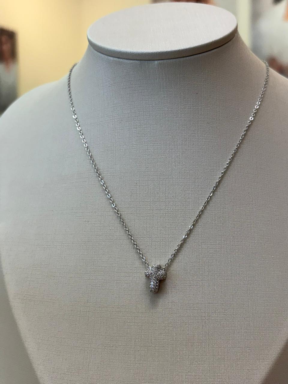 COLAR GRUMET FINO CRUZ CRAVEJADA