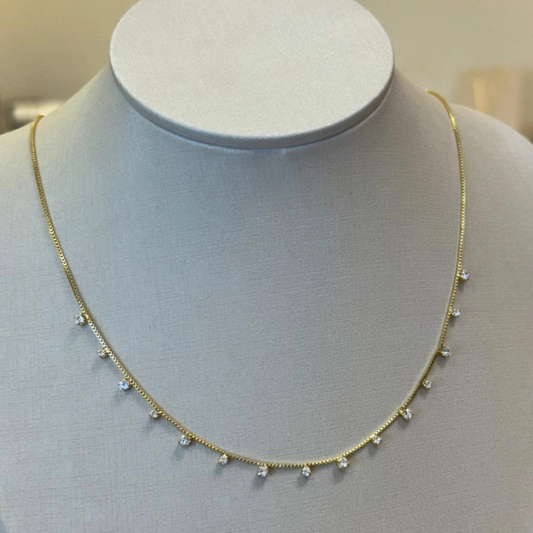 CHOKER QUADRADINHOS PONTOS DE LUZ CRISTAIS