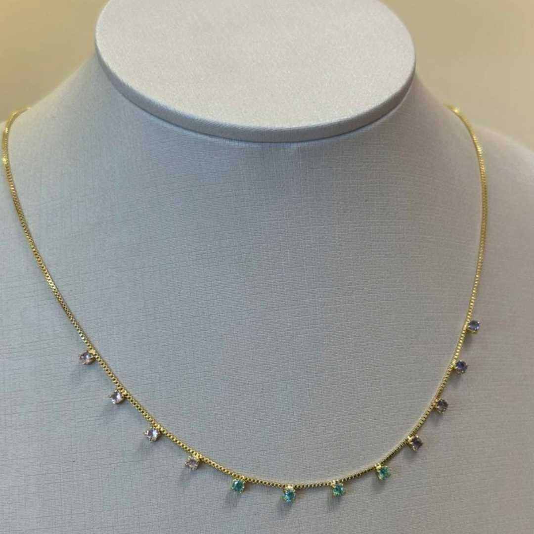 CHOKER QUADRADINHOS PONTOS DE LUZ COLORS