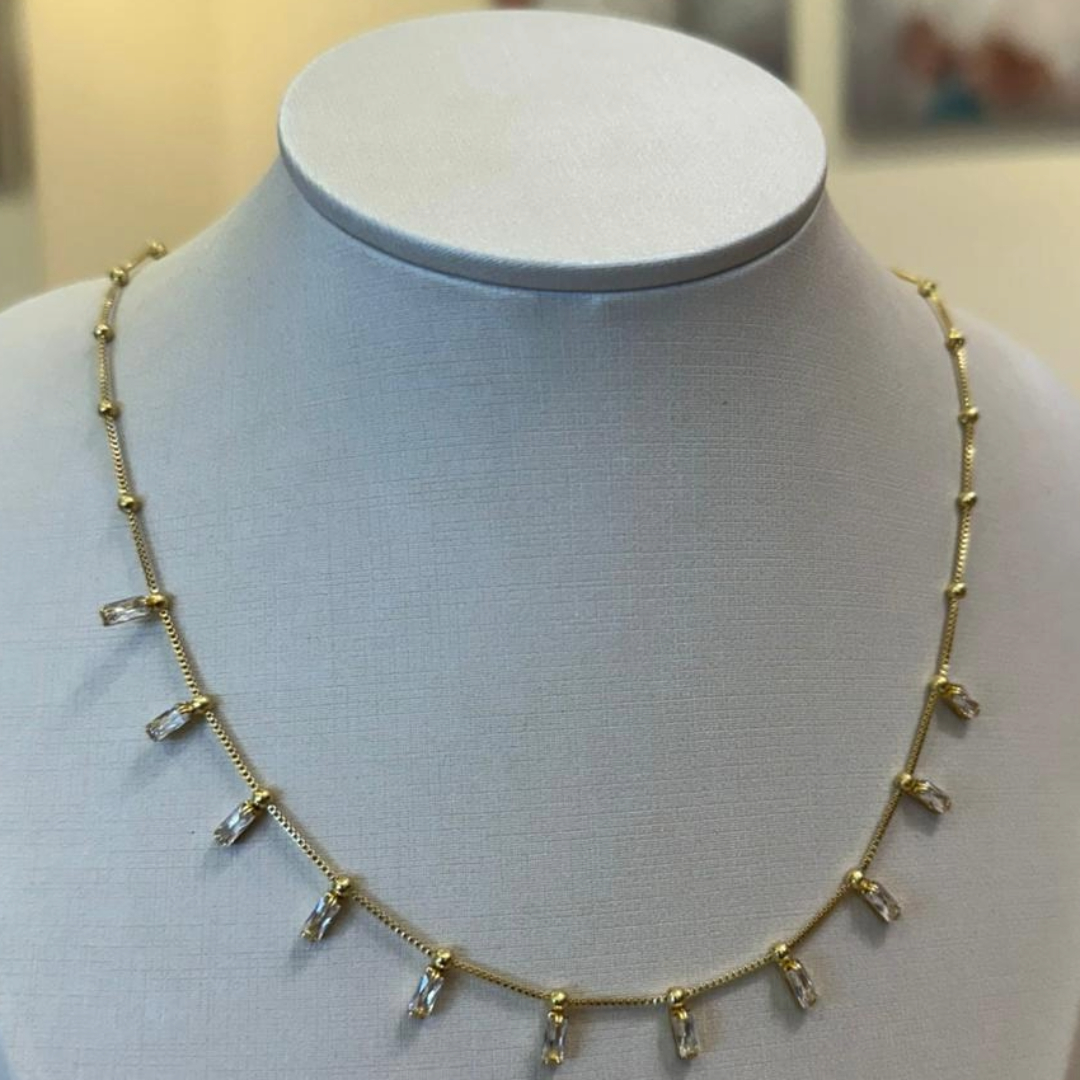 CHOKER VENEZIANA ESFERAS COM ZIRCÔNIAS NAVETES