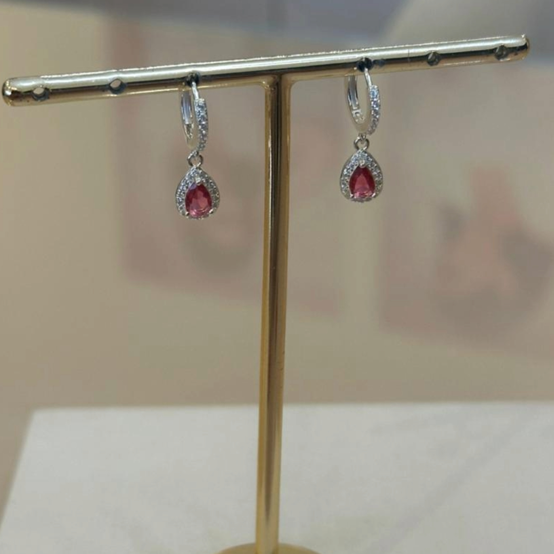 ARGOLA PRATA CLICK GOTA PINK