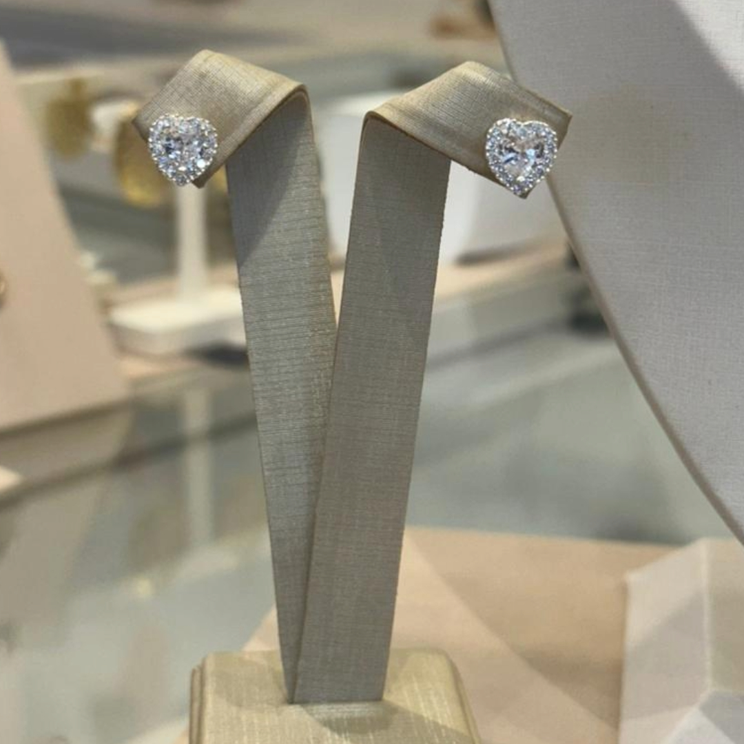 CONJUNTO PRATA CORAÇÃO ZIRCÔNIA CRISTAL