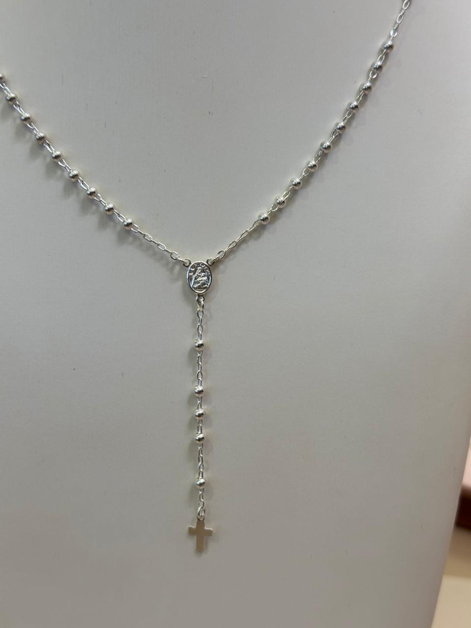 TERÇO PRATA NOSSA SENHORA DO CARMO 45CM