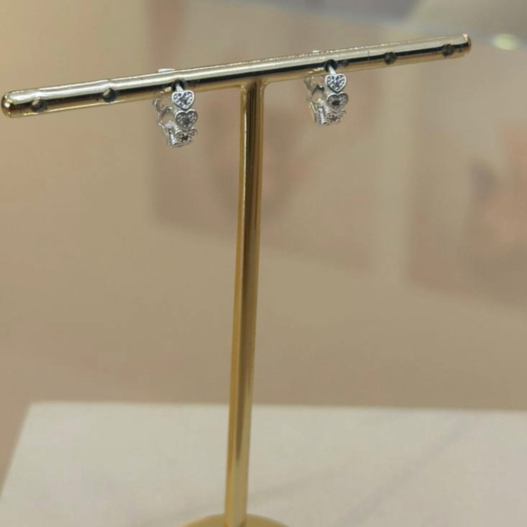 ARGOLA PRATA CORAÇÕES CRAVEJADA P