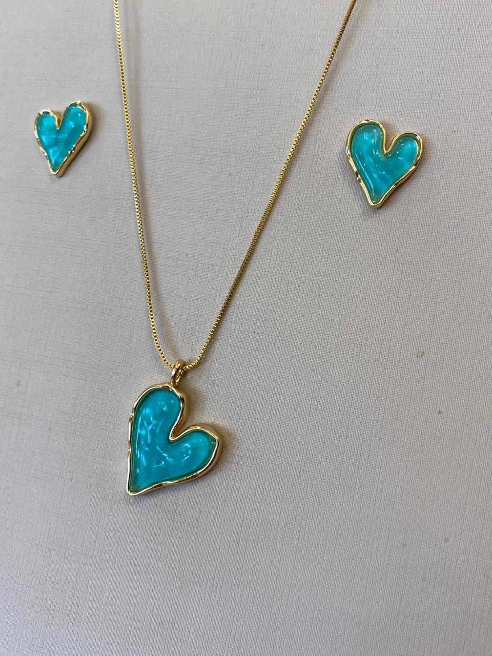 CONJUNTO CORAÇÃO ORGÂNICO TURQUESA ICED