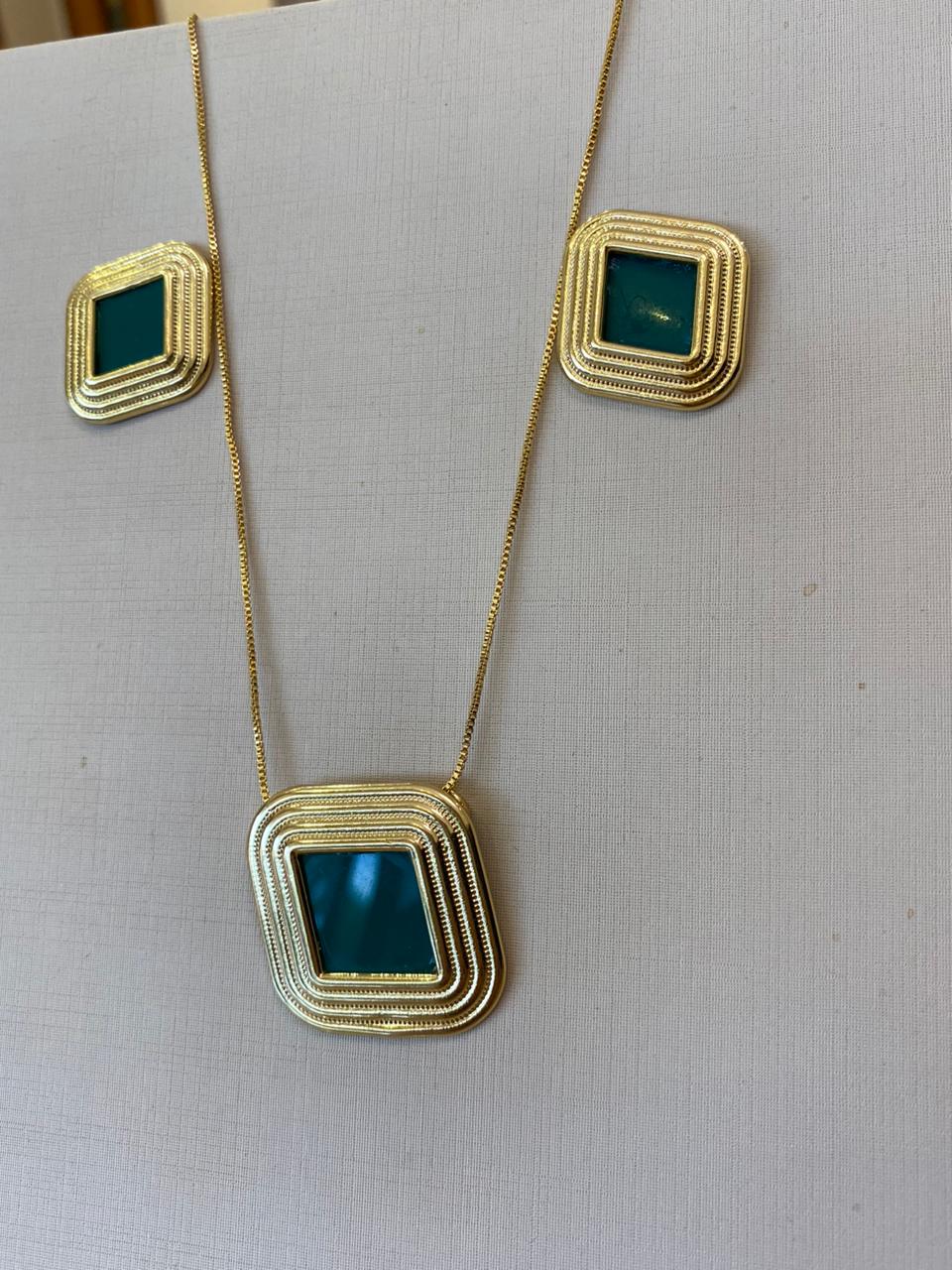 CONJUNTO QUADRADO LUXO VERDE ROLEX