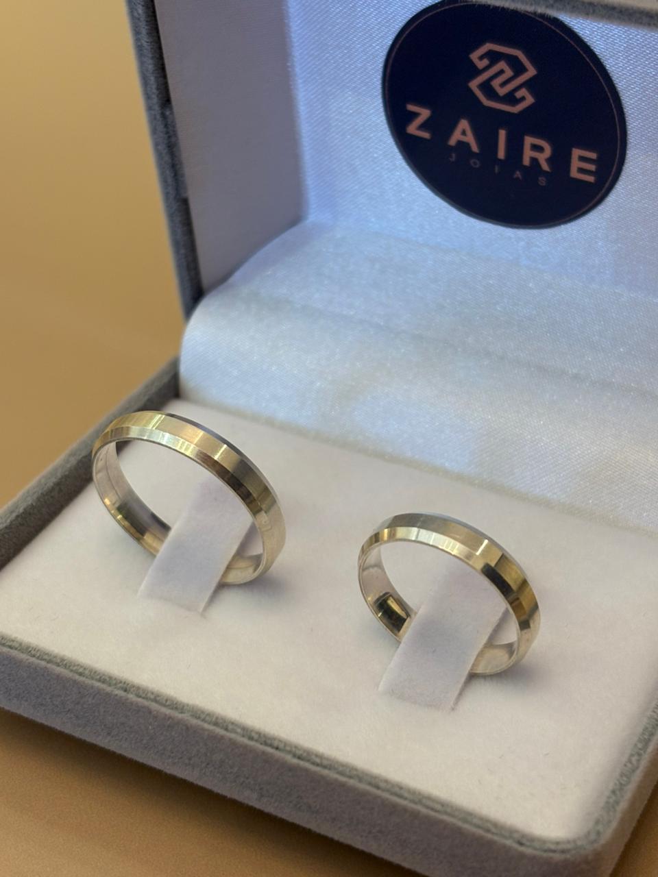 ALIANÇA PRATA FRISO LATERAL - DUPLA