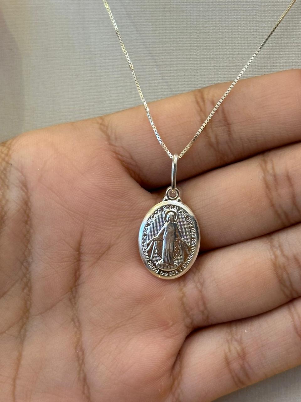 PINGENTE PRATA MEDALHA NOSSA SENHORA DAS GRAÇAS