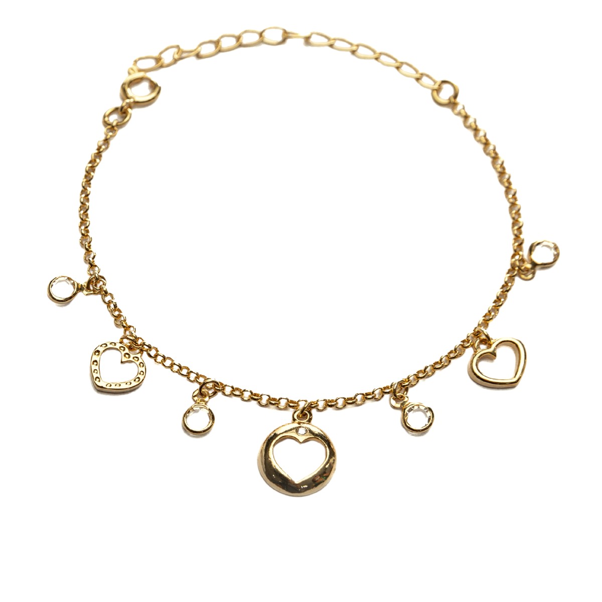 PULSEIRA CORAÇÕES VAZADO COM 4 PEDRAS