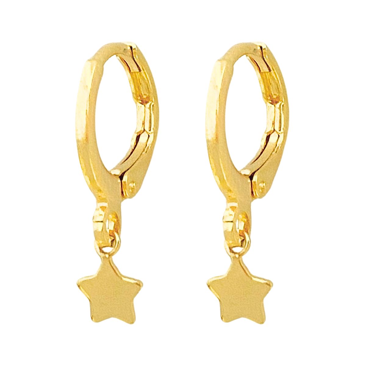 ARGOLA COM PINGENTE DE ESTRELA CHAPA LISA