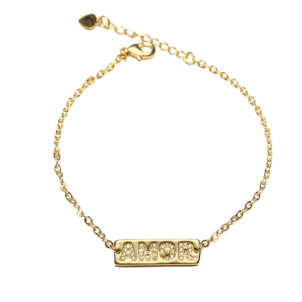 PULSEIRA PLAQUINHA DE AMOR CRAVEJADA