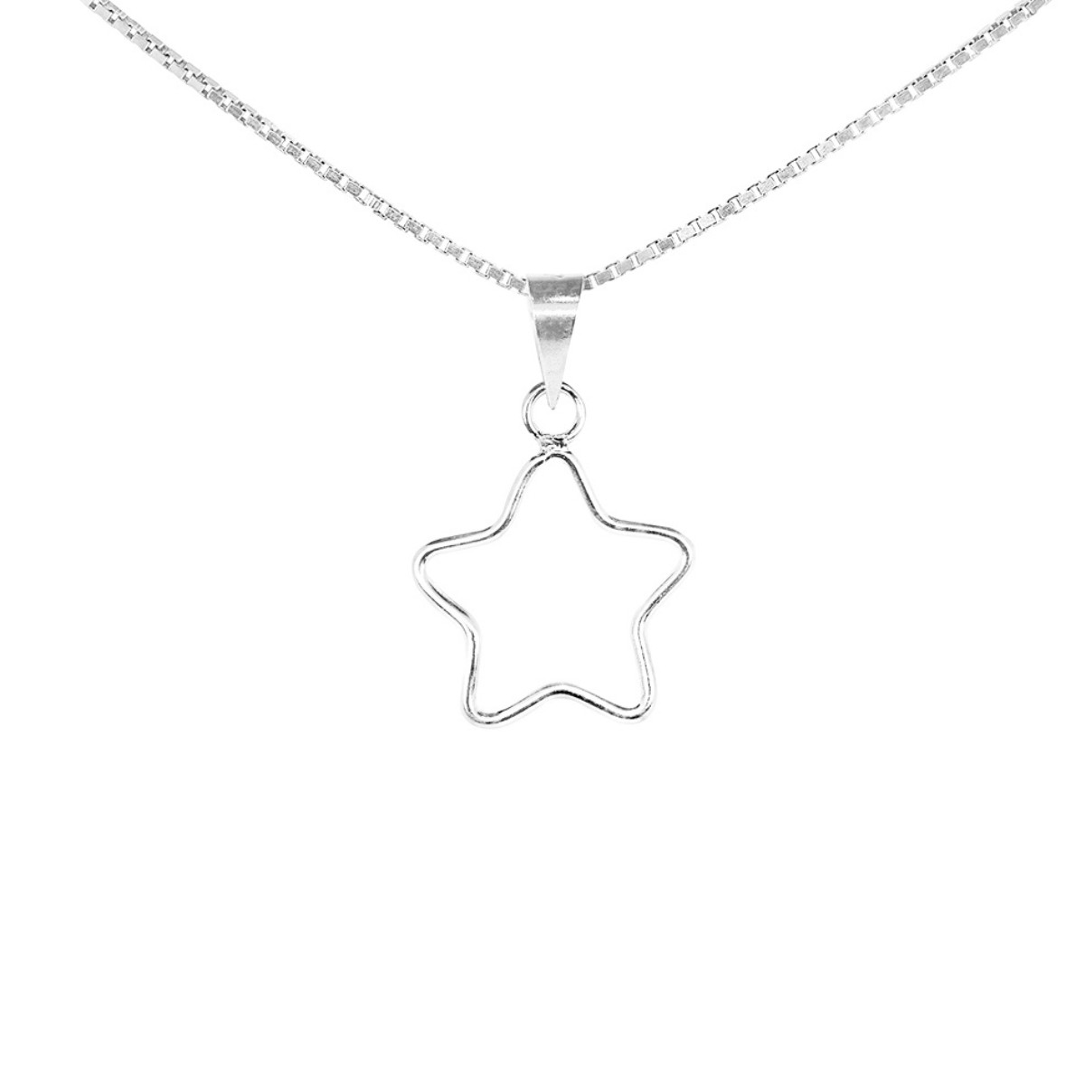 GARGANTILHA PRATA P925 VENEZIANA + PINGENTE ESTRELA VAZADO