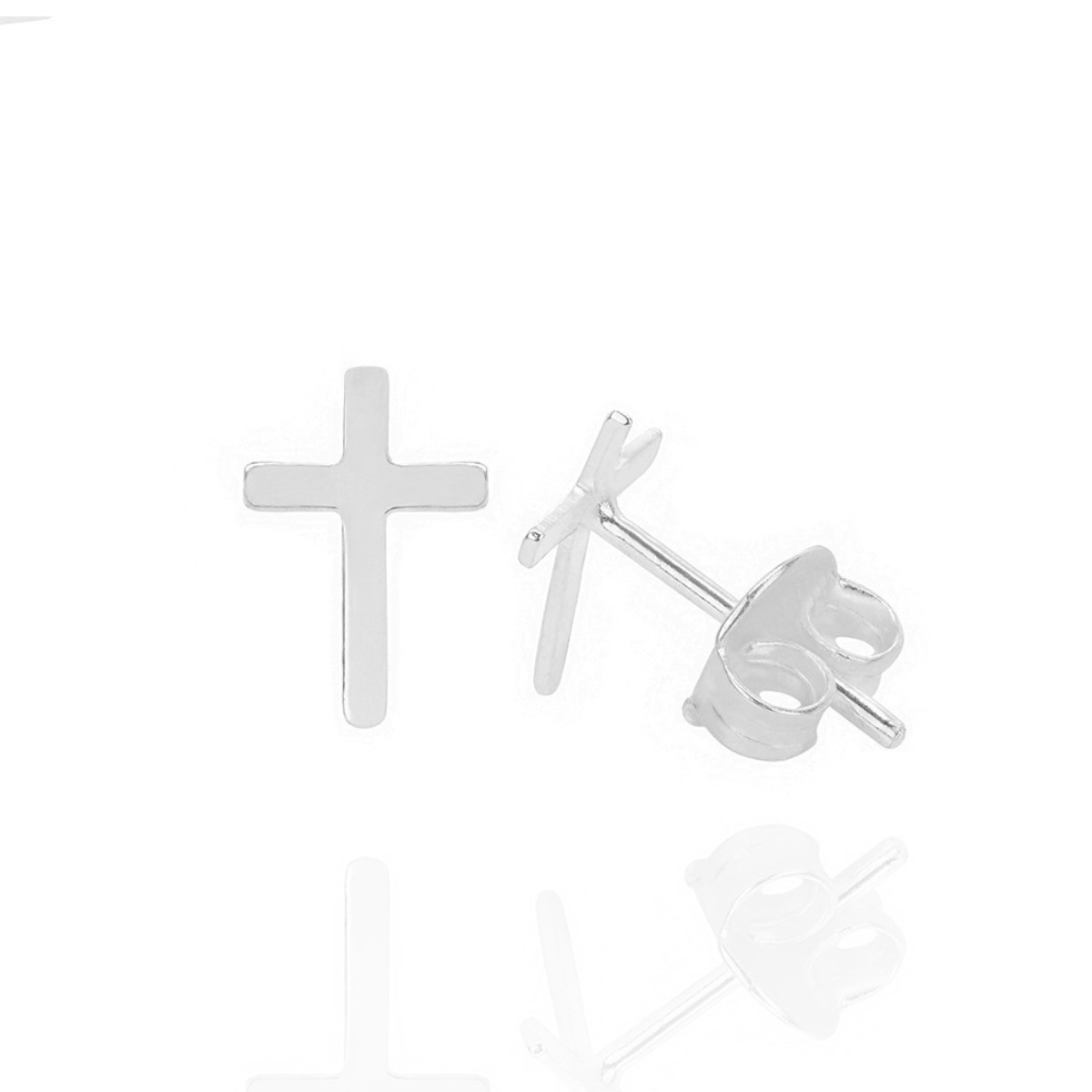 BRINCO PEQUENO PRATA 925 CRUZ 12MM