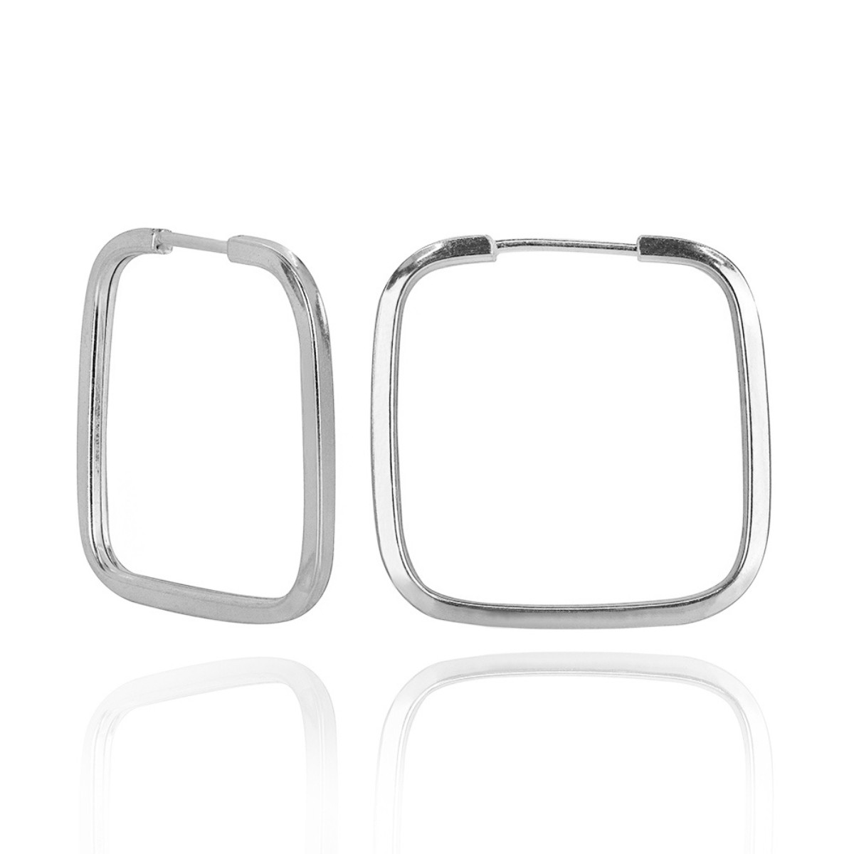 ARGOLA MEDIA PRATA 925 QUADRADO FIO LISO 2,5CM
