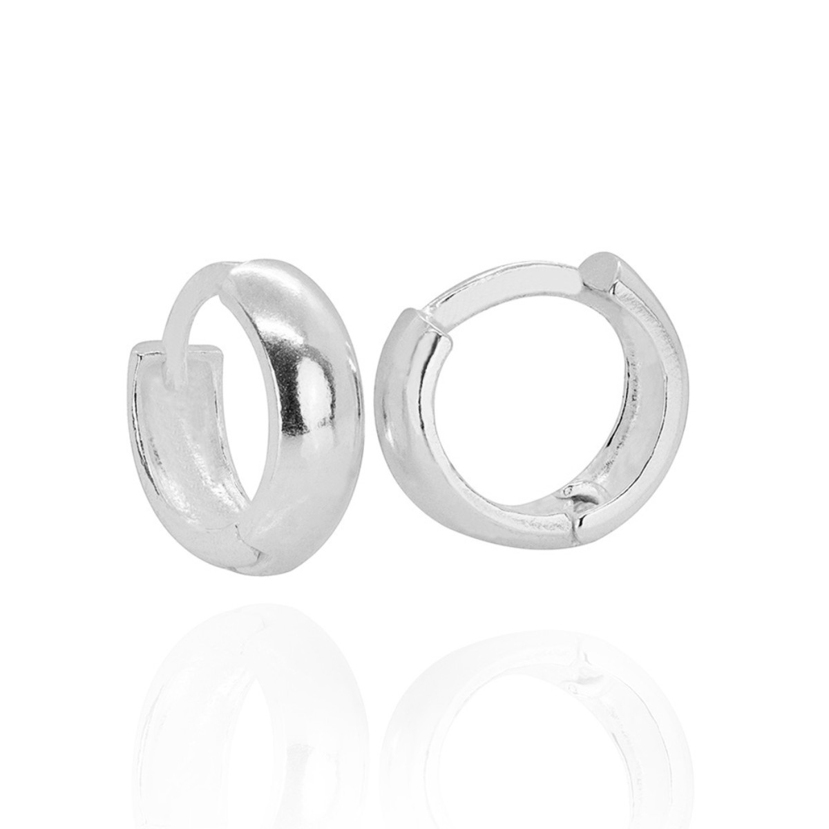 ARGOLA CLICK PEQUENA PRATA 925 LISA MEIA CANA 11MM