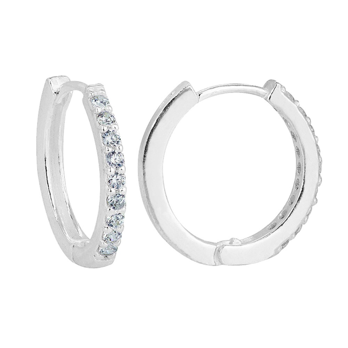 ARGOLA P925 CLICK FIO QUADRADO  ZIRCONIA CRISTAL 1,5CM