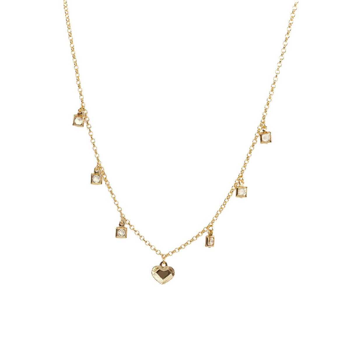 CHOKER 1 CORAÇAO COM 6 PEDRAS QUADRADA VIDRO