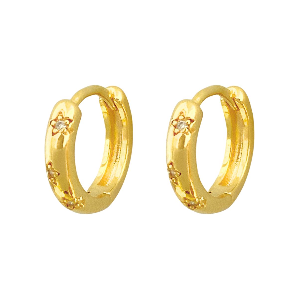 ARGOLA CLICK COM 3 ESTRELA CRAVEJADA 12MM