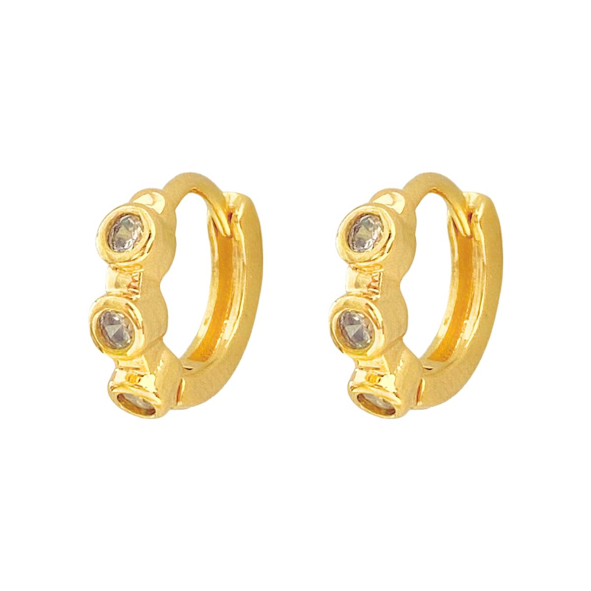 ARGOLA CLICK 3 PEDRAS CRISTAL ZIRCONIA P 12MM