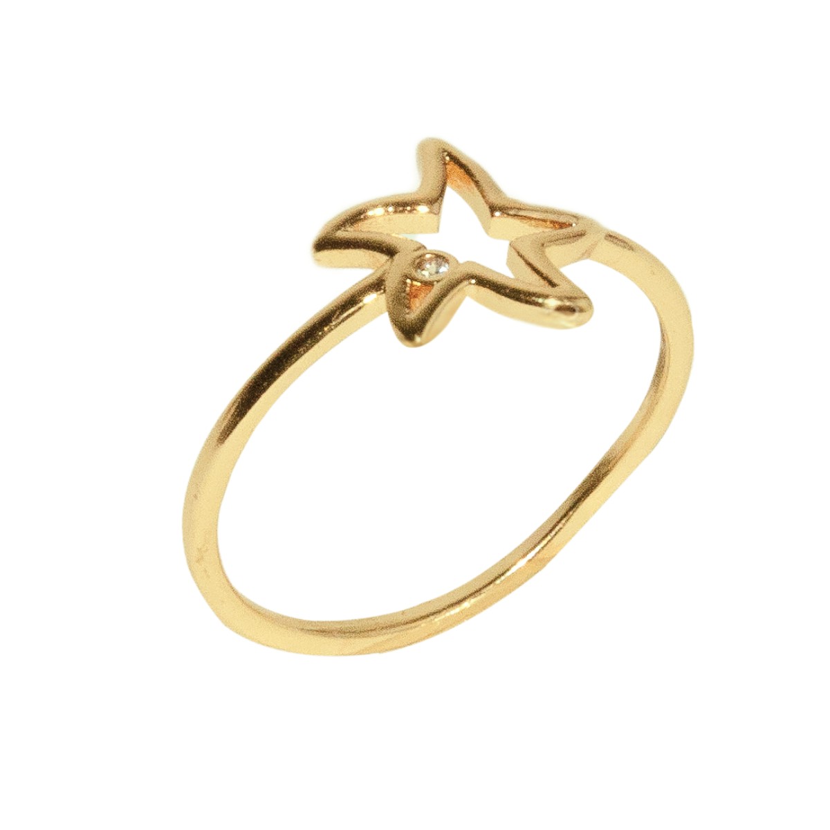 ANEL ESTRELA LISA COM 1 ZIRCONIA