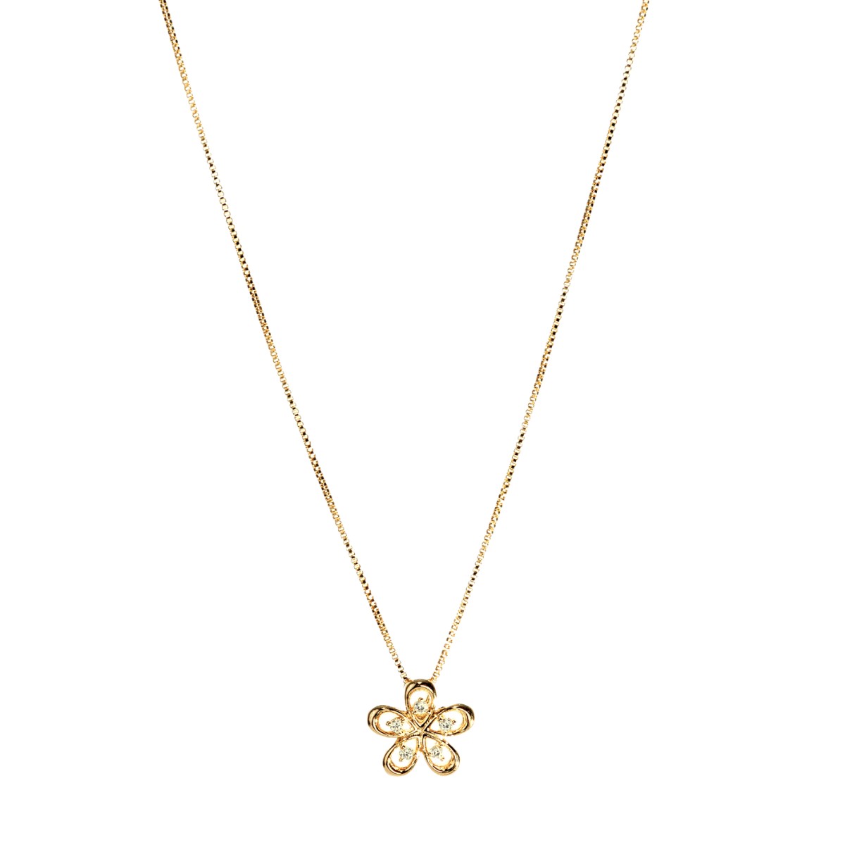 GARGANTILHA VENEZIANA + PINGENTE FLOR 5 ZIRCONIA