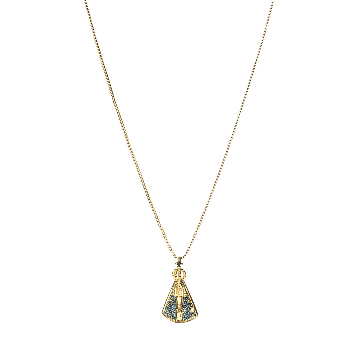 GARGANTILHA VENEZIANA + PINGENTE 21MM NOSSA SENHORA APARECIDA CRAVEJADO