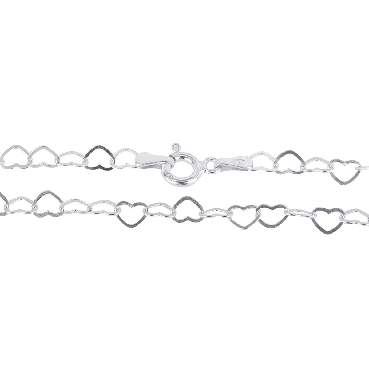 GARGANTILHA P925 ELO DE CORAÇAO VAZADO 4MM TAMANHO:50