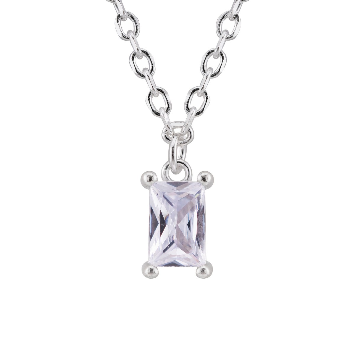 CHOKER P925 ZIRCONIA RETANGULO WHITE 7MM 41CM + 3CM