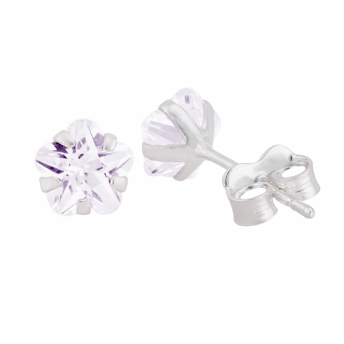 BRINCO PEQUENO P925 5MM PONTO DE LUZ ZIRCONIA FLOR WHITE