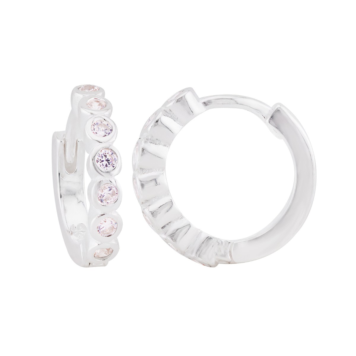 ARGOLA P925 CLICK PEQUENA CIRCULOS ZIRCONIA WHITE