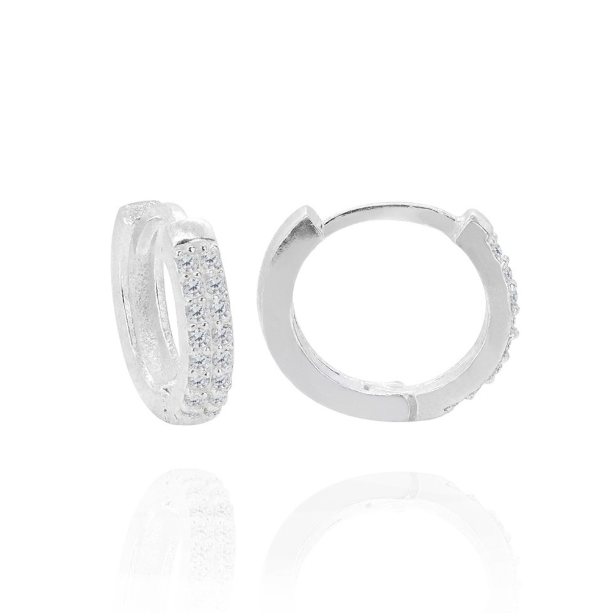 ARGOLA P925 CLICK MEDIA COM DUPLA ZIRCONIA CRISTAL 12MM