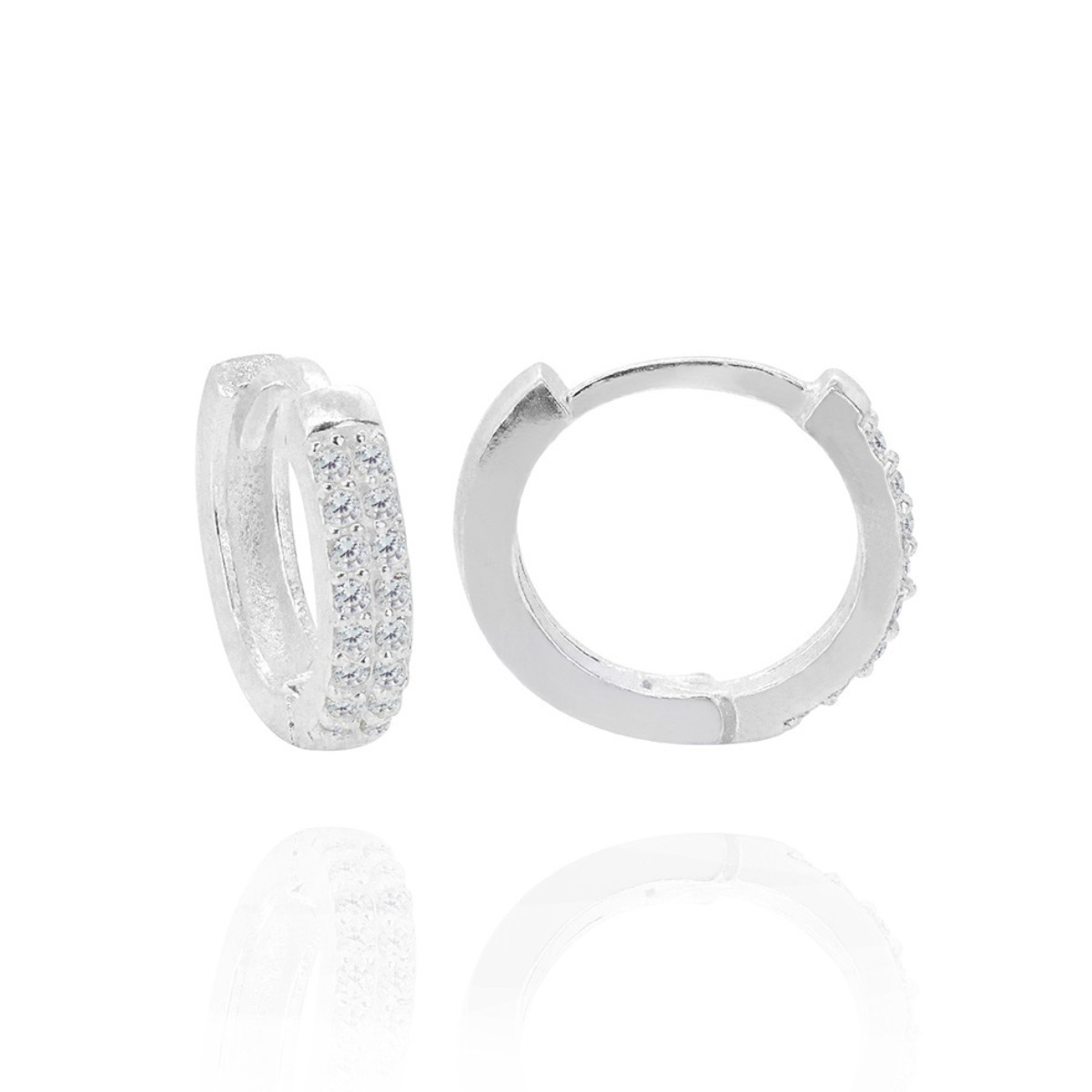 ARGOLA P925 CLICK GRANDE 2 FILEIRAS ZIRCONIA CRISTAL 15MM