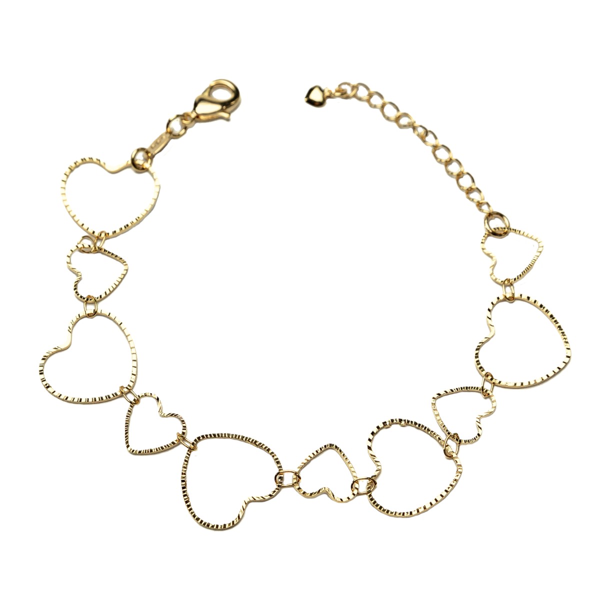 PULSEIRA LISA 10 CORAÇAO VAZADO 5 GRANDES E 5 PQUENOS