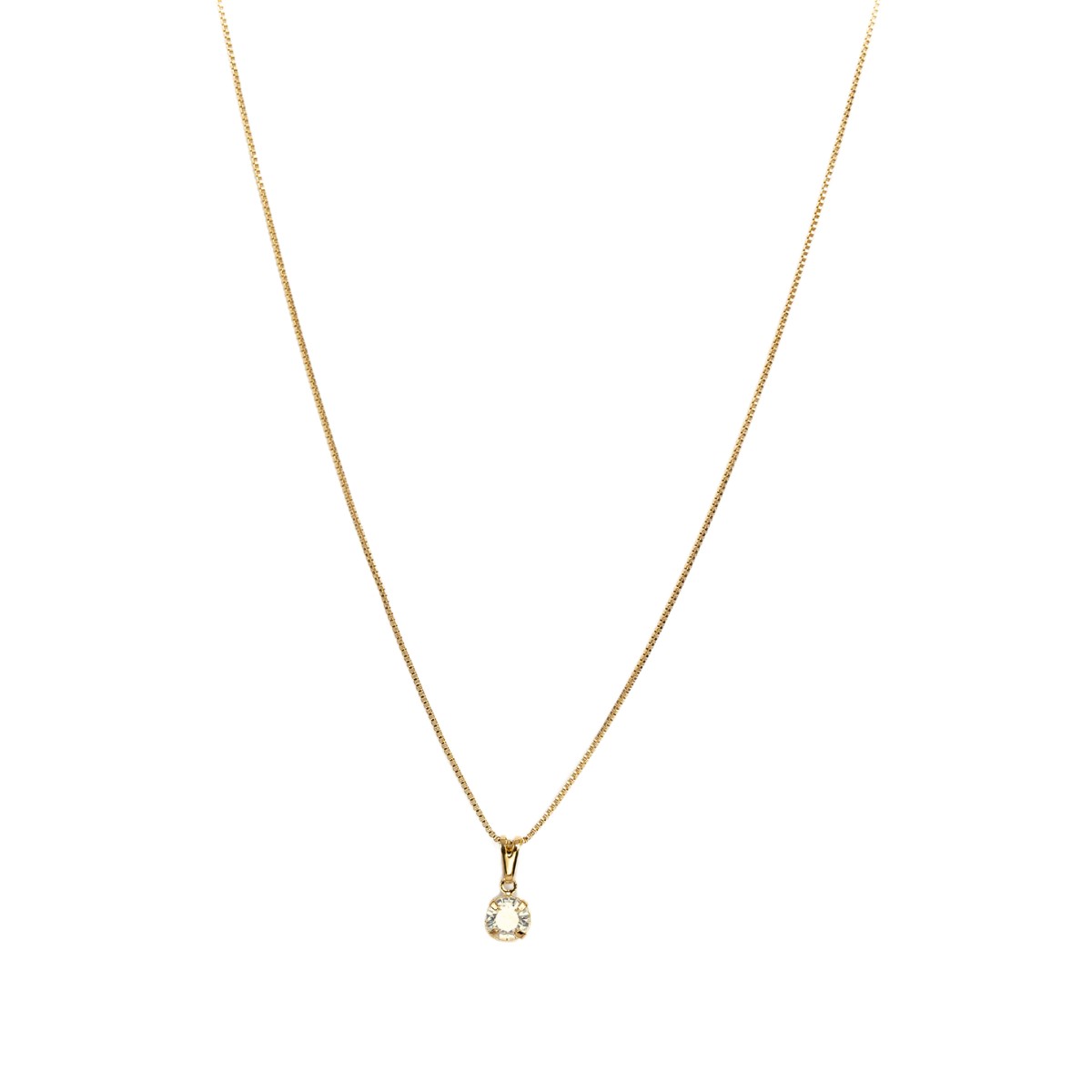 GARGANTILHA VENEZIANA +  PINGENTE PONTO DE LUZ REDONDO ZIRCONIA CRISTAL 6MM