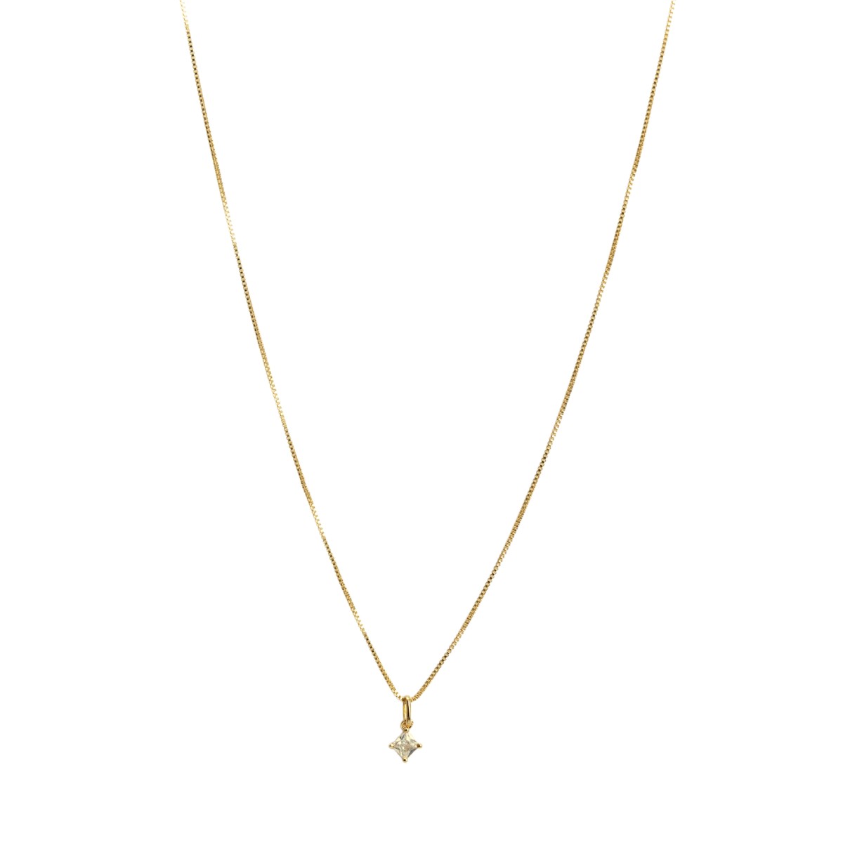 GARGANTILHA VENEZIANA + PINGENTE PONTO DE LUZ LOSANGO ZIRCONIA CRISTAL 6MM