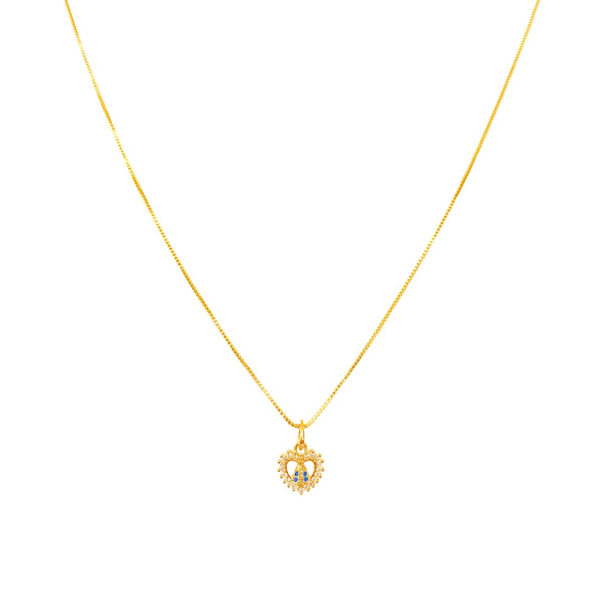 GARGANTILHA VENEZIANA + PINGENTE DE CORACAO COM NOSSA SENHORA APARECIDA