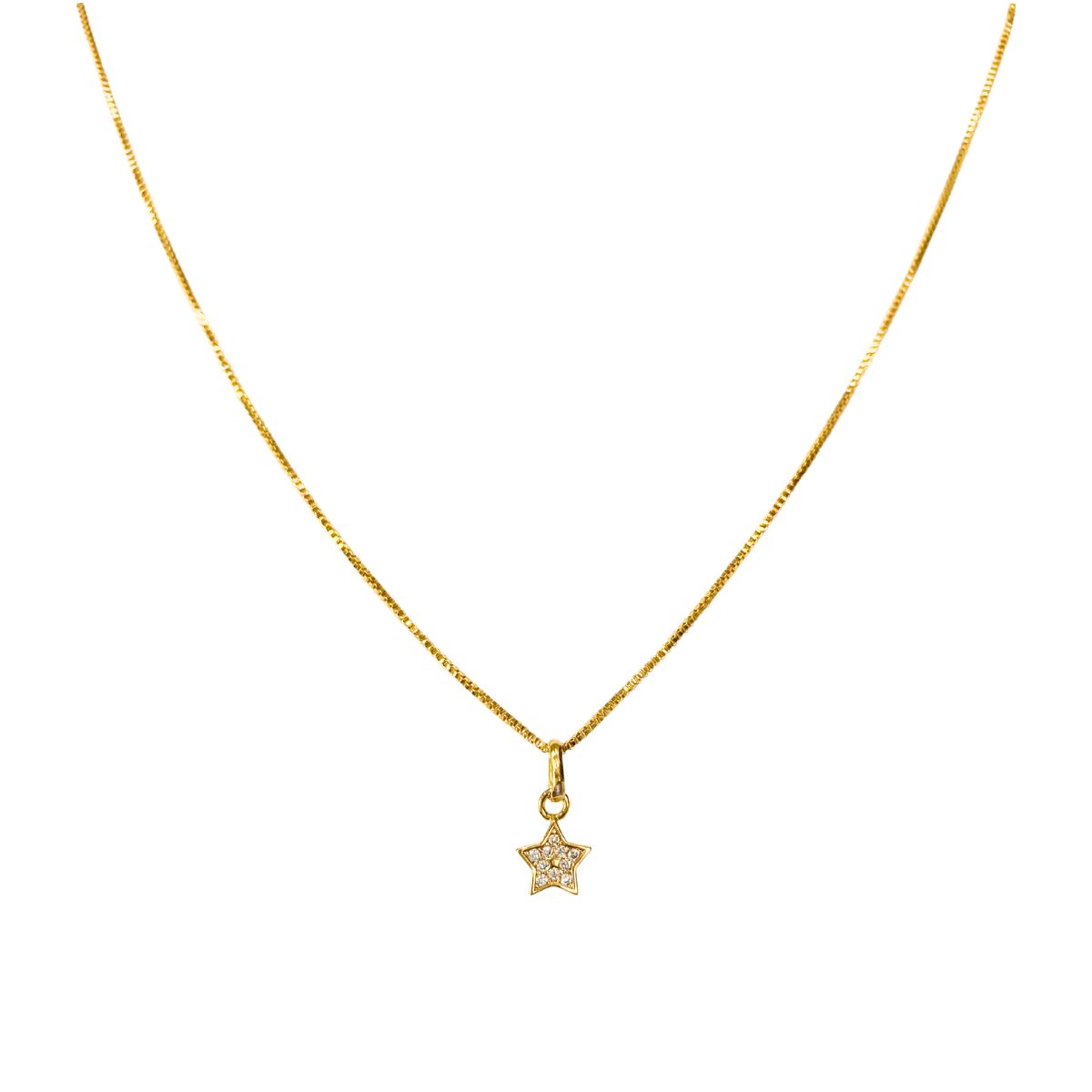 GARGANTILHA VENEZIANA + PINGENTE ESTRELA CRAVEJADA CRISTAL