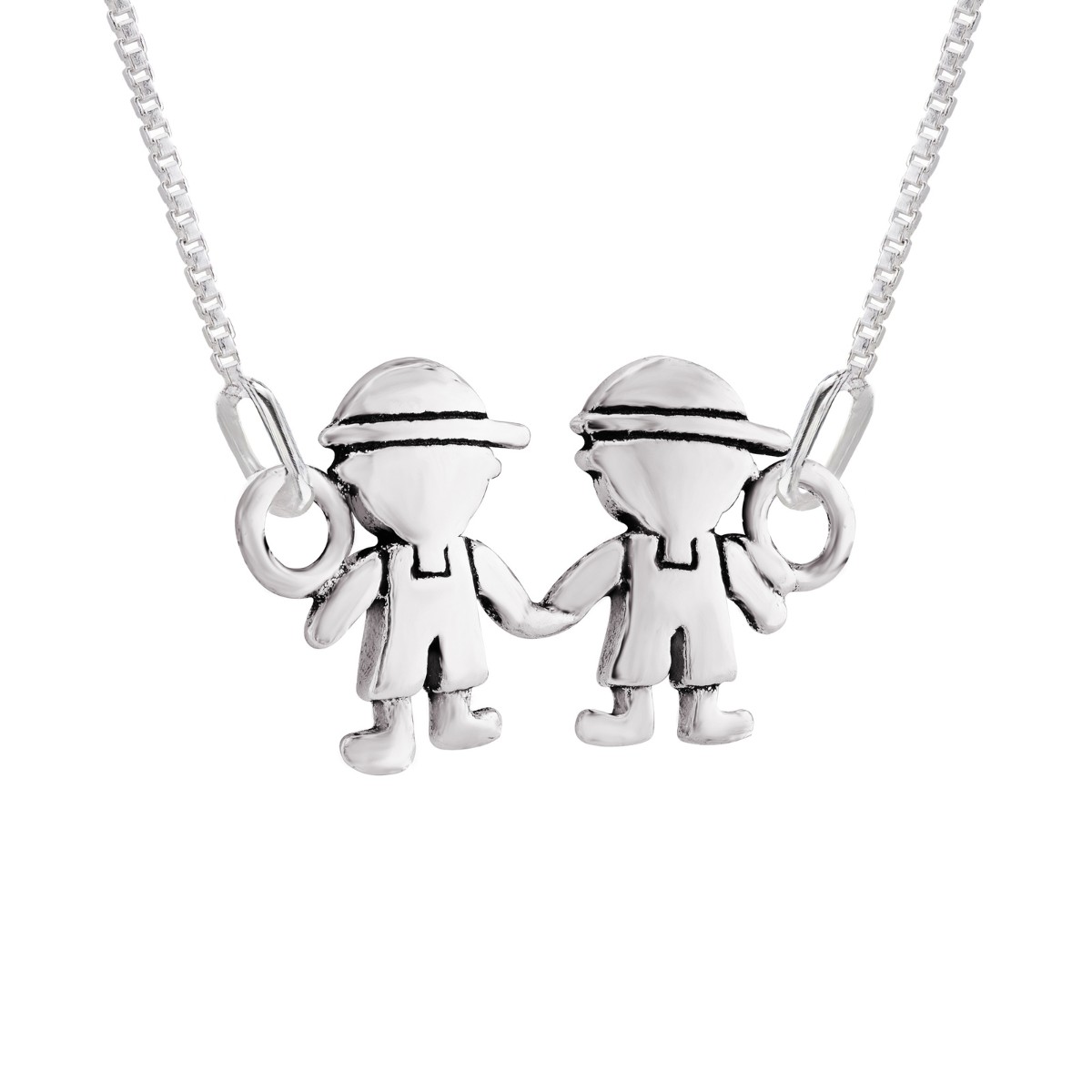 GARGANTILHA P925 PINGENTE MENINO E MENINO LISO