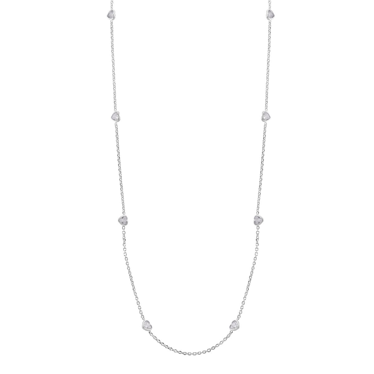 GARGANTILHA P925 CORAÇAO 4MM ZIRCONIA CRISTAL 40CM+EXTENSOR 5CM