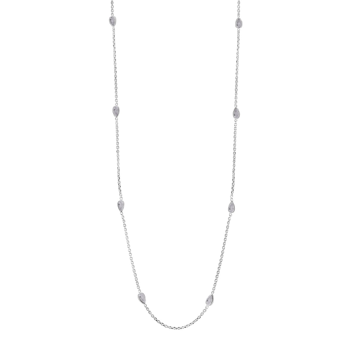 GARGANTILHA P925 GOTA 3MM ZIRCONIA CRISTAL 40CM+EXTENSOR 5CM