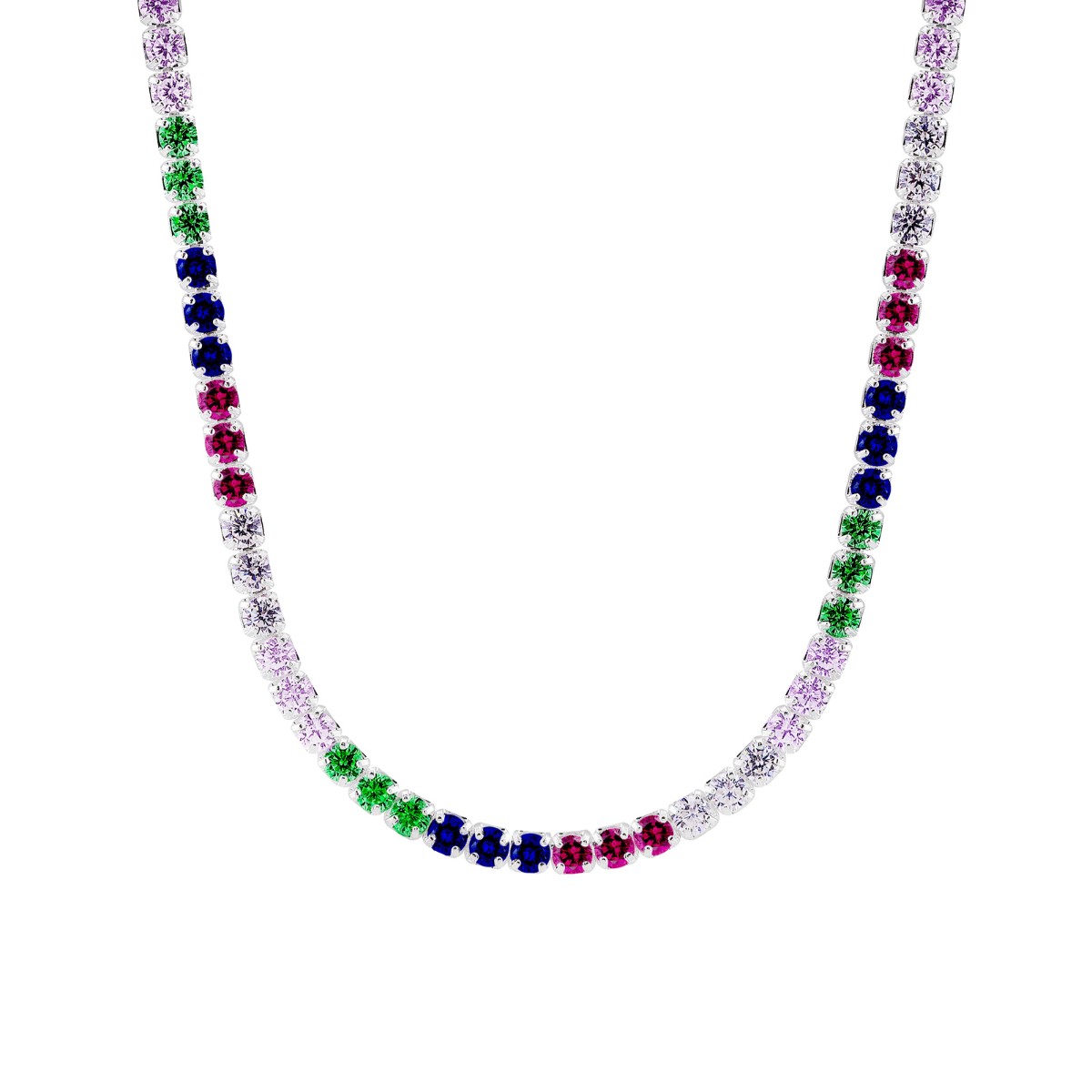 CHOKER P925 RIVIERA ZIRCONIA COLORIDA 30CM+EXTENSOR 10CM